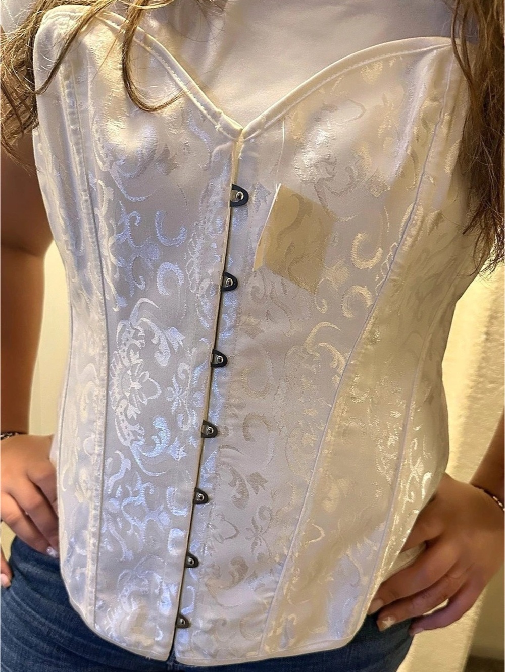 White Floral Brocade Corset Top Size 5X NWT